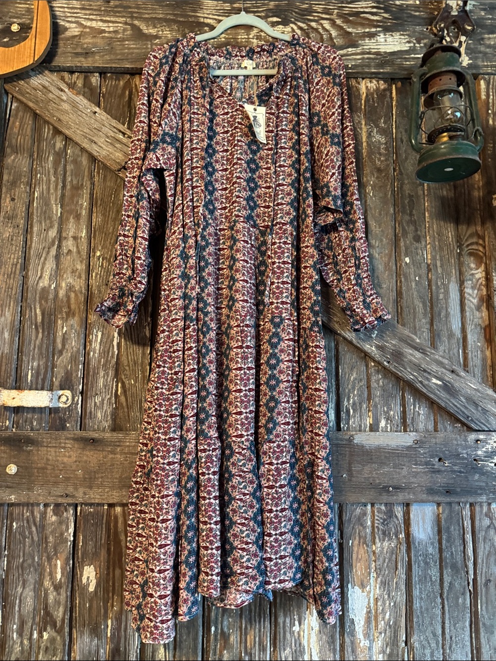 Easel Oversized Maxi Dress in Rust & Navy